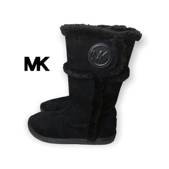Michael Kors Other - MICHAEL KORS MK LOGO BLACK SUEDE FAUX FUR Lil' ALINA Girls WINTER SNOW BOOTS